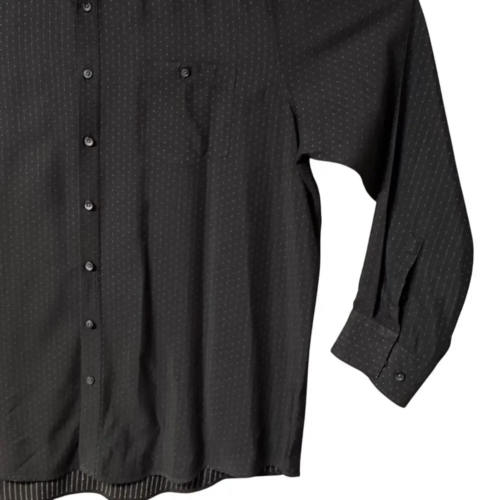 Pronto Uomo Career Button Down Modal Blend Shirt Men 2XLT Black with Gold Specks - Picture 3 of 6